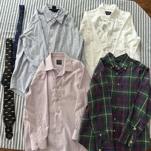 Bundle of 4 boys dress shirts and 2 ties, size 8